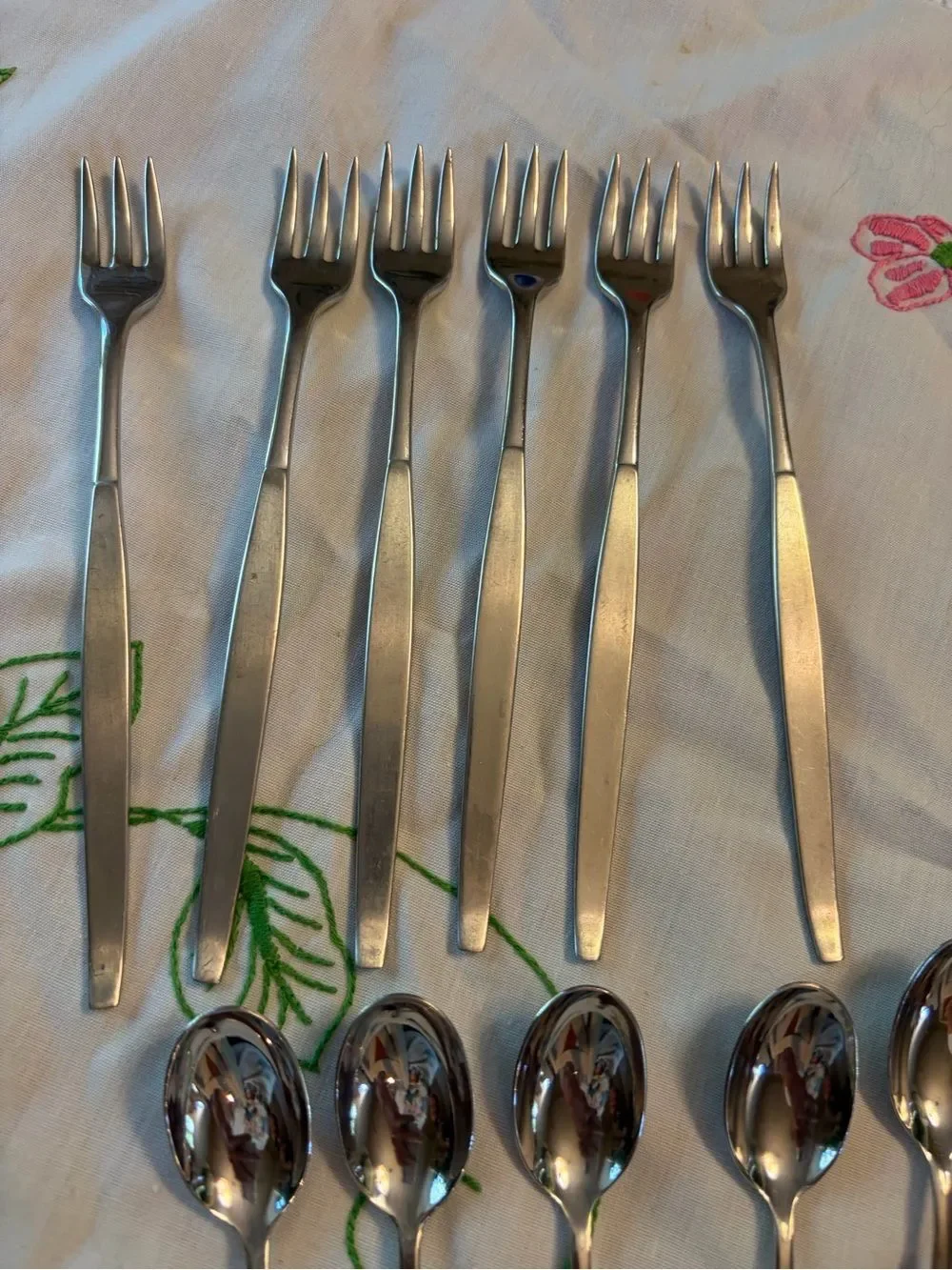 Oneida Community Vintage Frosted Cocktail Forks set of 6 with Cocktail Spoons